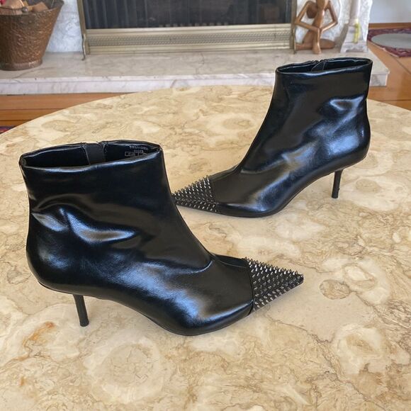 NWOT Zara Black Ankle Boots Spike Studded Toe Stiletto Heels - Picture 7 of 14